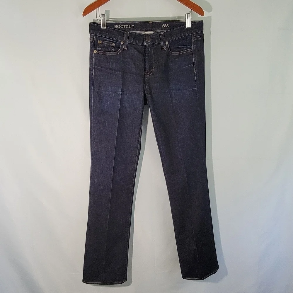 J. CREW Women's High-Rise Bootcut Jeans Size 28S Dark Wash Casual Cotton Blend
